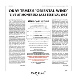 OKAY TEMİZ’S ORIENTAL WIND – montreoux jazz festival ’82 TR baskı (arka kapak)